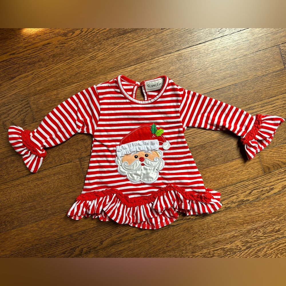 Holiday Santa Top wit$ cute appliqué detail!